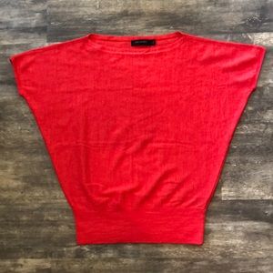 The Limited Red Orange Merino Wool Short Sleeve Sweater